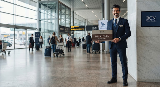 Professional chauffeur at airport arrivals